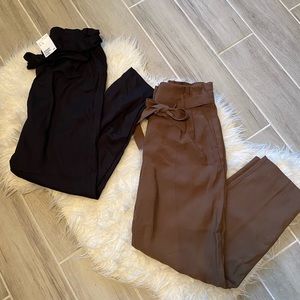 Lot of 2 Paperbag Pants - Black and Brown - NWT